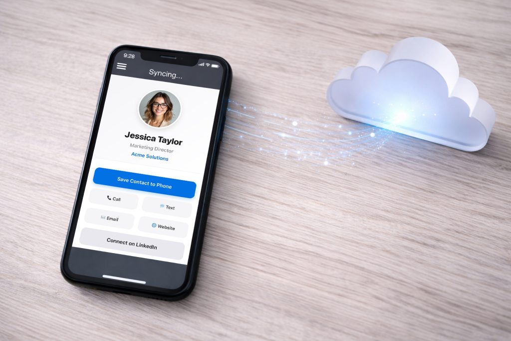 contact info on a phone sending to a cloud