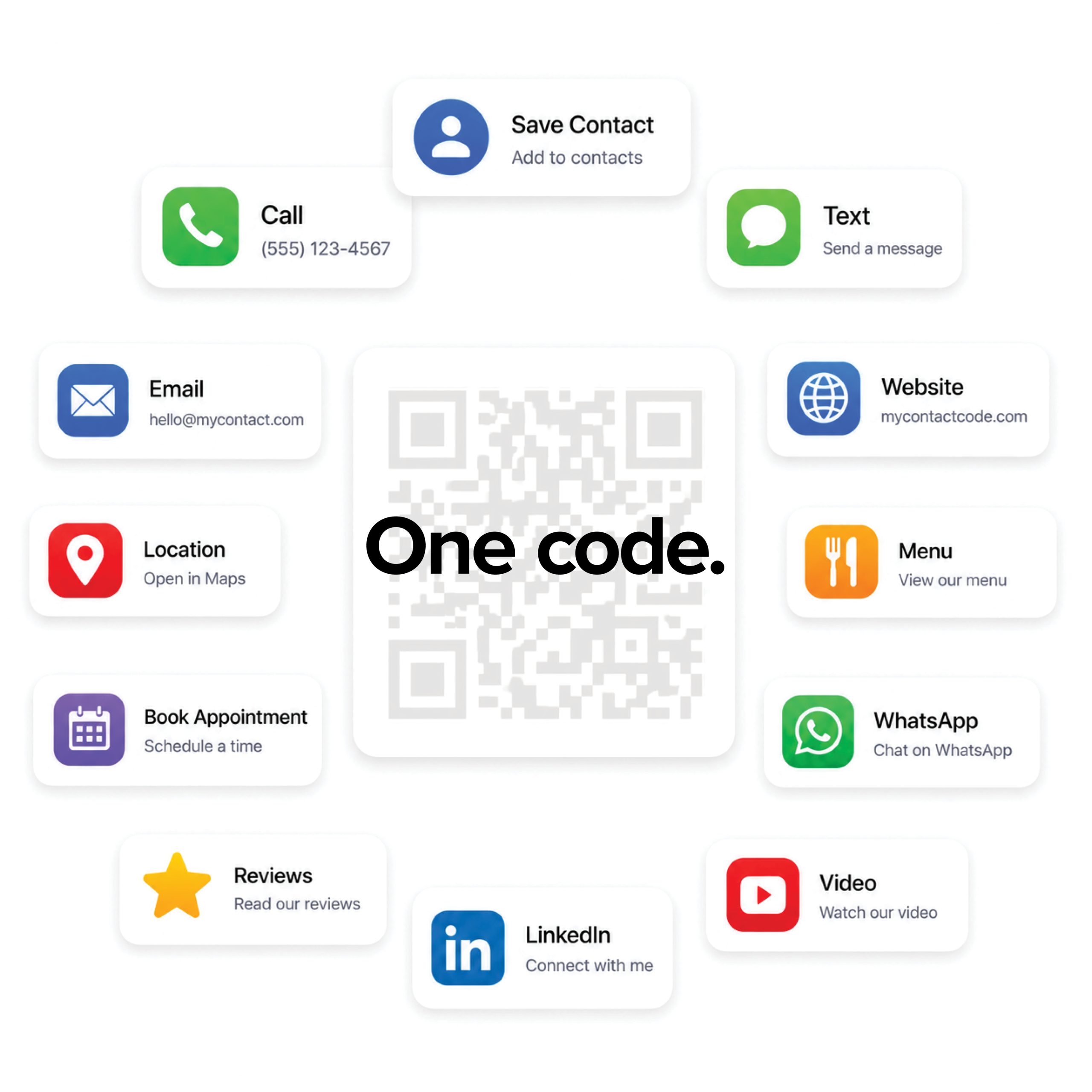 Mobile phone scanning a MyContactCode QR code on a business card